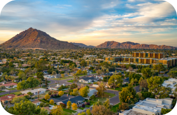 view of the phoenix city with hills and buildings