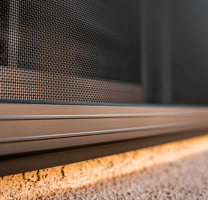 very close lower view of security screens window installed by guardian security screens